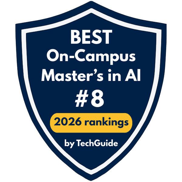 TechGuide badge: number 8 best on-campus master’s in artificial intelligence, 2026