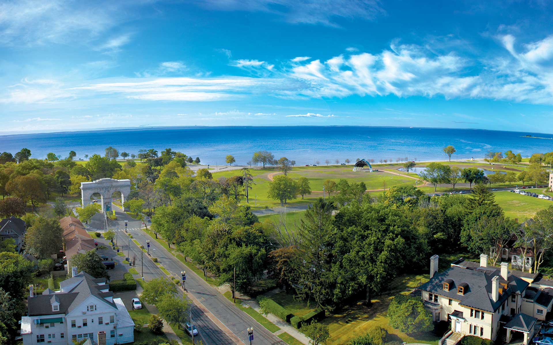 The University of Bridgeport campus on the Long Island Sound waterfront