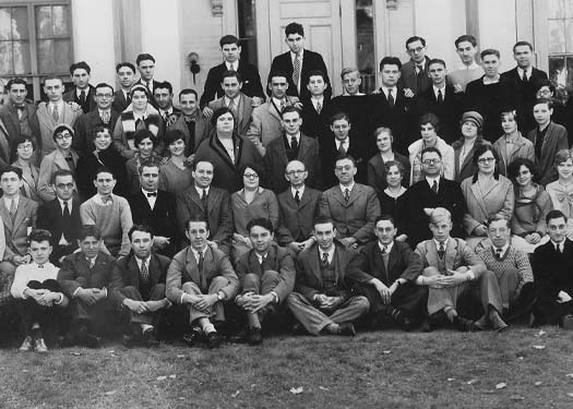 Founding President E. Everett Cortright and early campus building